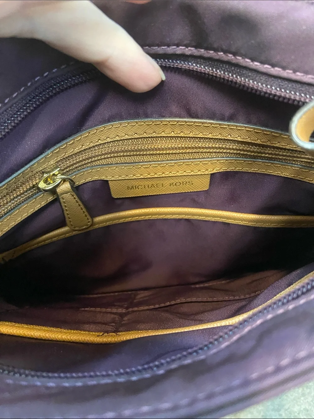 Michael Kors Men's Messenger Bag in Plum with Tan Trim